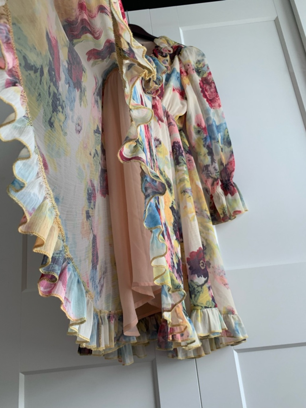 Zimmermann style OPT women’s long sleeve mini  summer dress size M - Picture 4 of 16